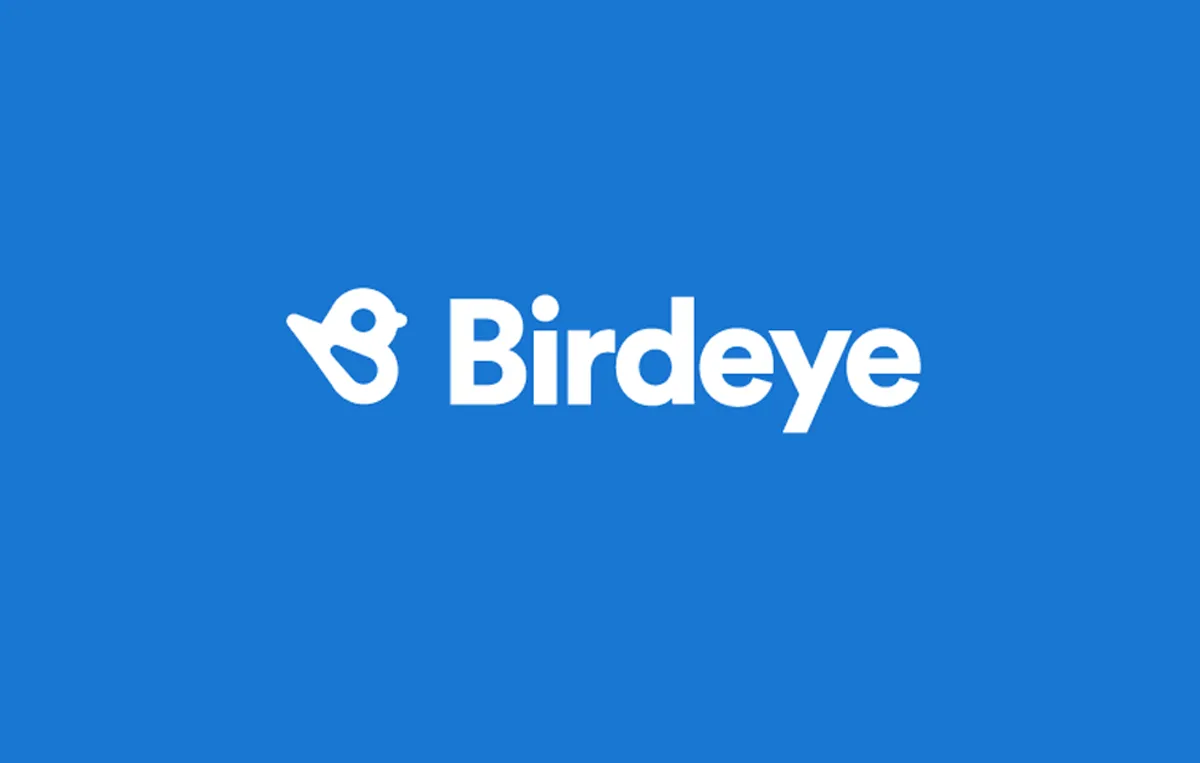 Birdeye logo on a blue background